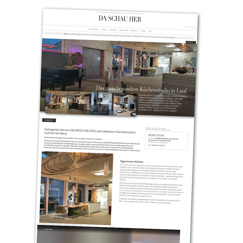 PREditorial Design von NEUBIGS KÜCHEN, dem exklusiven Küchenstudio in Lauf bei Nürnberg