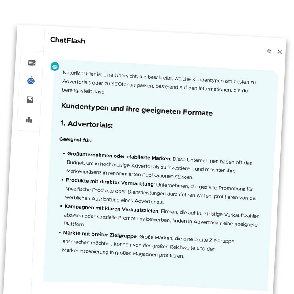 KI von Neuroflash beschreibt unterschiede zwischen Advertorials und SEOtorials