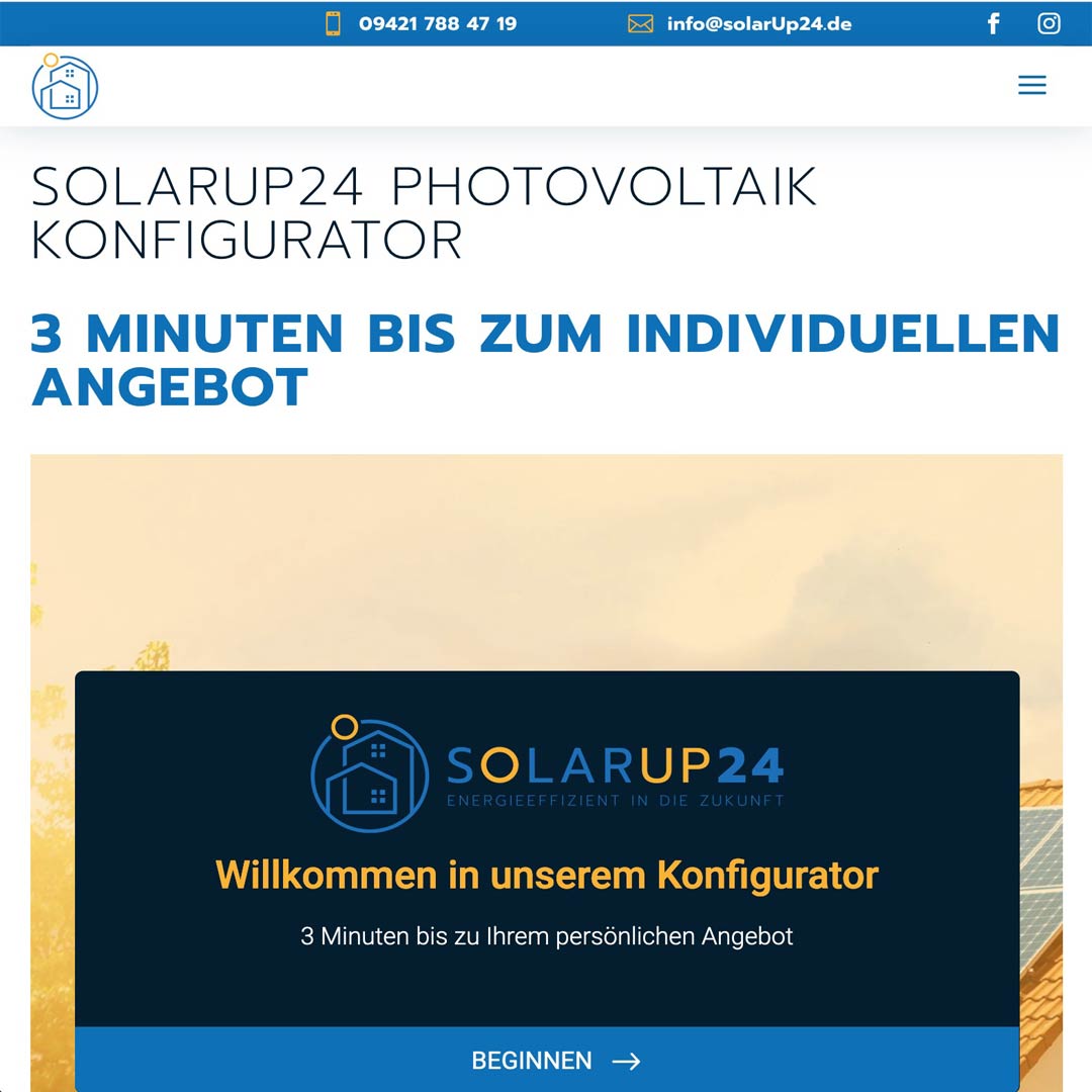 SOLARUP24 Online-Konfigurator für Ihre Solaranlage in Straubing Regensburg München Ingolstadt Landshut
