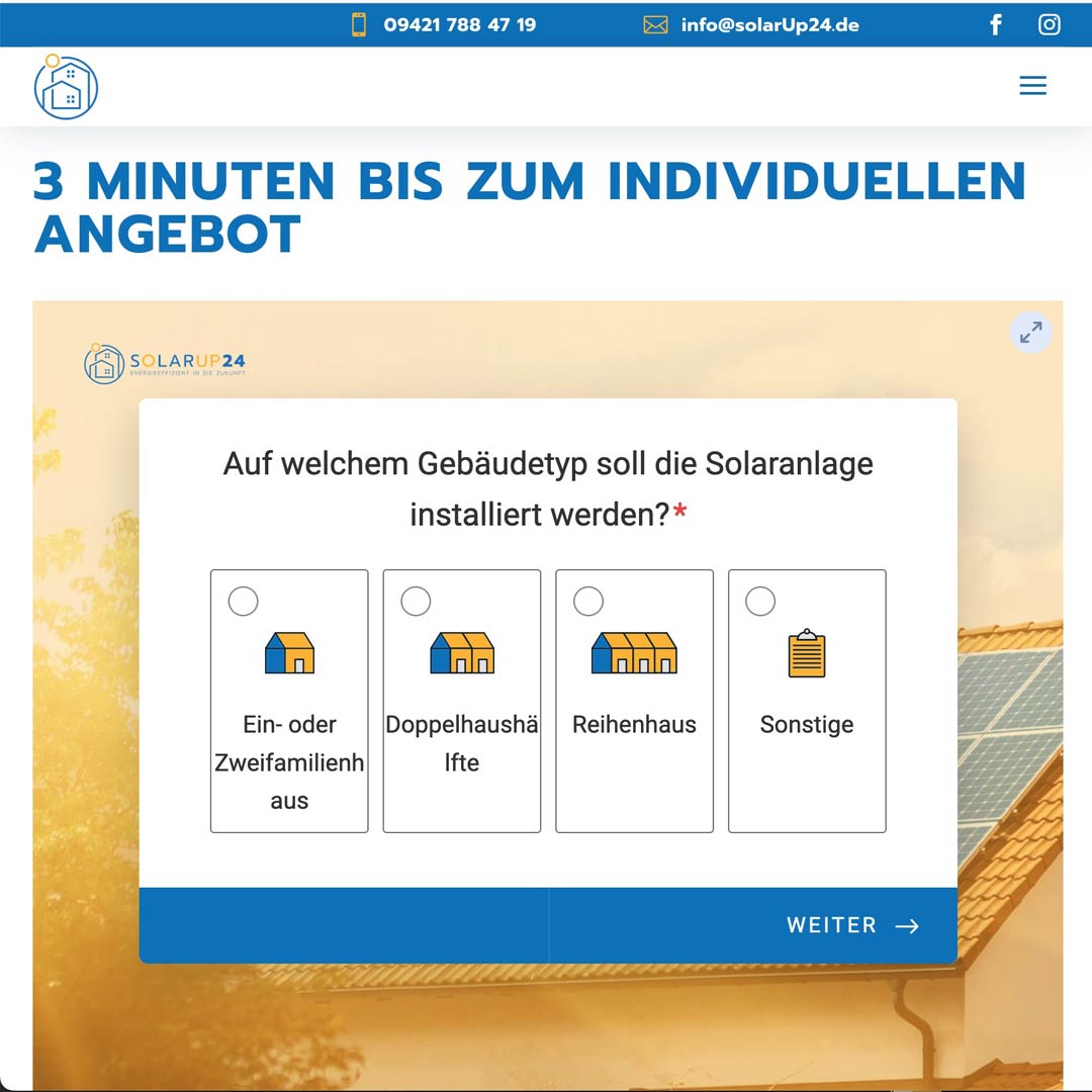 SOLARUP24 Online-Konfigurator für Ihre Solaranlage in Straubing Regensburg München Ingolstadt Landshut