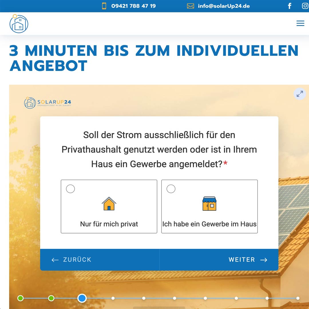 SOLARUP24 Online-Konfigurator für Ihre Solaranlage in Straubing Regensburg München Ingolstadt Landshut