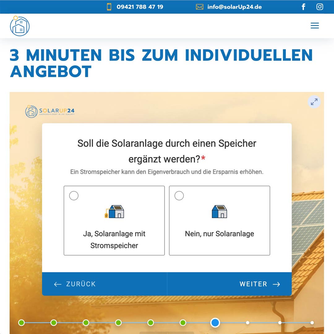 SOLARUP24 Online-Konfigurator für Ihre Solaranlage in Straubing Regensburg München Ingolstadt Landshut