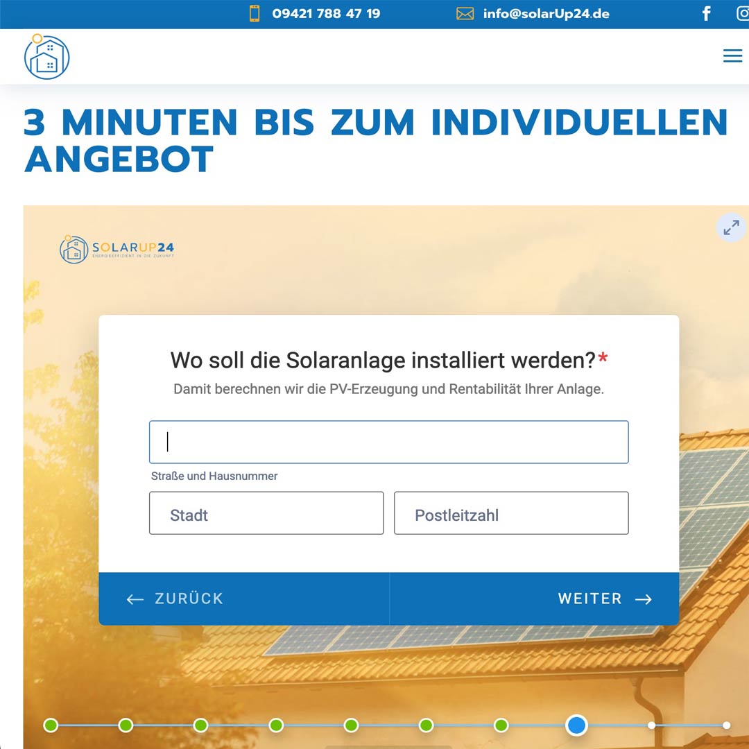 SOLARUP24 Online-Konfigurator für Ihre Solaranlage in Straubing Regensburg München Ingolstadt Landshut