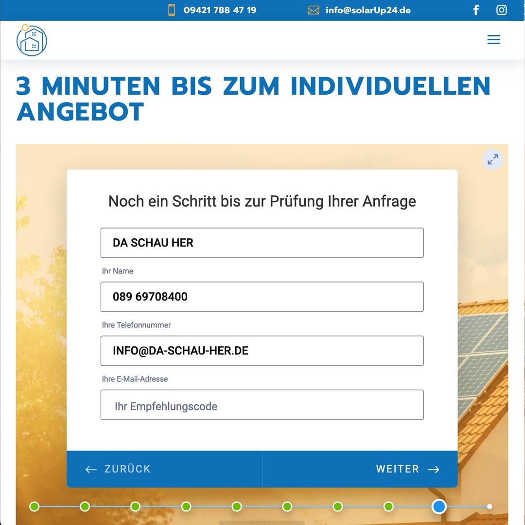 SOLARUP24 Online-Konfigurator für Ihre Solaranlage in Straubing Regensburg München Ingolstadt Landshut