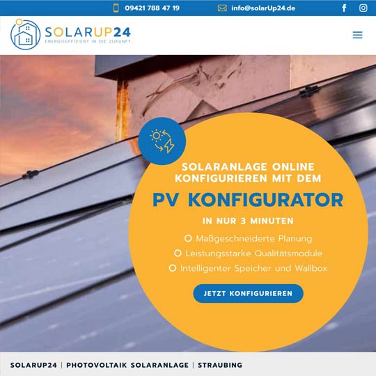 SEOTORIAL ... SOLARUP24 Online-Konfigurator für Ihre Solaranlage in Straubing Regensburg München Ingolstadt Landshut